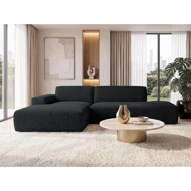 AX LIVING Ecksofa Modern Didim Duo 284 cm Dunkelgrau Chenille Sofa L – Bild 3