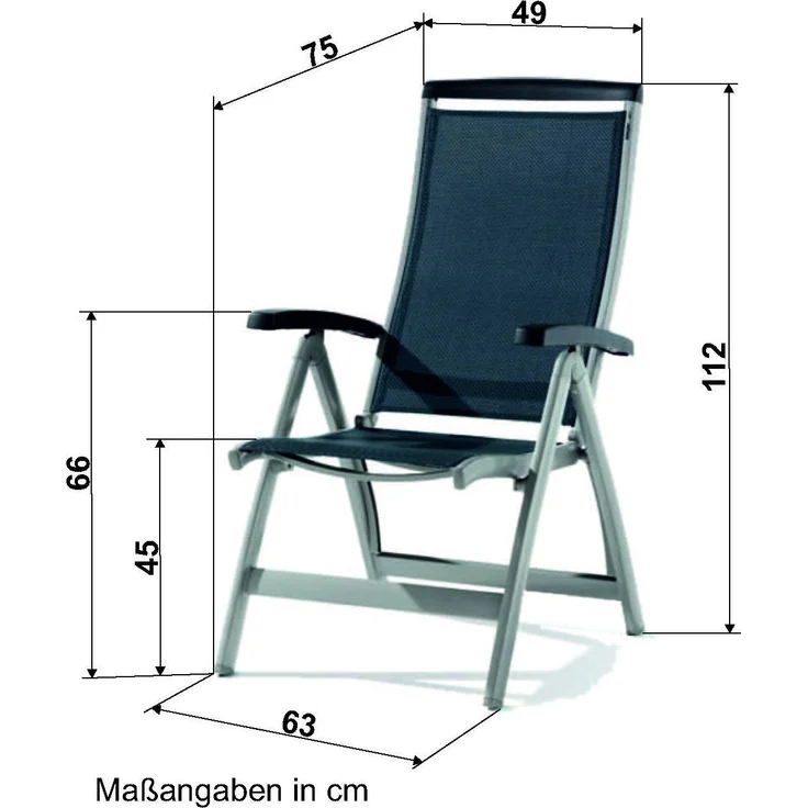 Klappstuhl >Royal< in Grau, Textilux®-Kunstfasergewebe - 75x112x63cm (BxHxT) – Bild 2