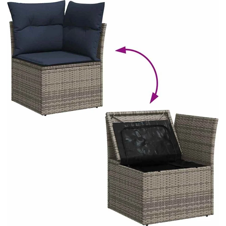 vidaXL Garten-Sofa-Set mit Kissen 8 pcs Hellgrau Poly Rattan 3354154 – Bild 10