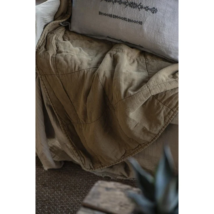 IB Laursen Decke 180x130 cm Tages Überwurf Quilt Stepp Bett FOG grau natur Plaid – Bild 3