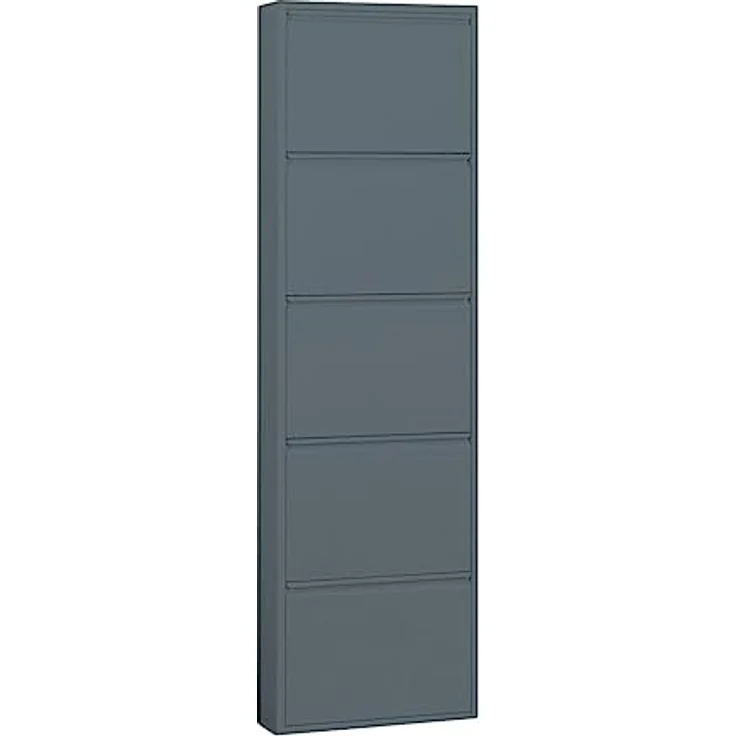 ebuy24 Pisa Schuhkipper, Grau, Holzwerkstoff, 5 Klappen, 50x173x16 cm, Schuhaufbewahrung mit modernem Design – Bild 1