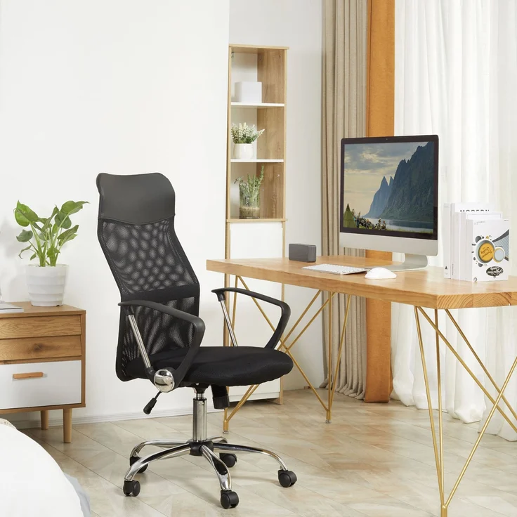 MELAYR, Bürostuhl Ergonomischer Schreibtischstuhl mit Armlehne, 63 x 65 x 119 cm, Schwarz – Bild 3