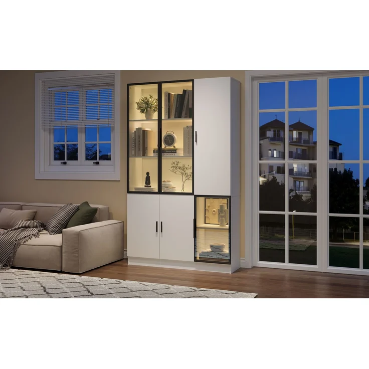 ZUBALIYA Schrank mit LED-Beleuchtung in Weiß, ideale Lösung für kleine Räume, robuste Verarbeitung, langlebige Materialien, einfache Selbstmontage, mit verständlicher Aufbauanleitung, si. (Modell 2) – Bild 9