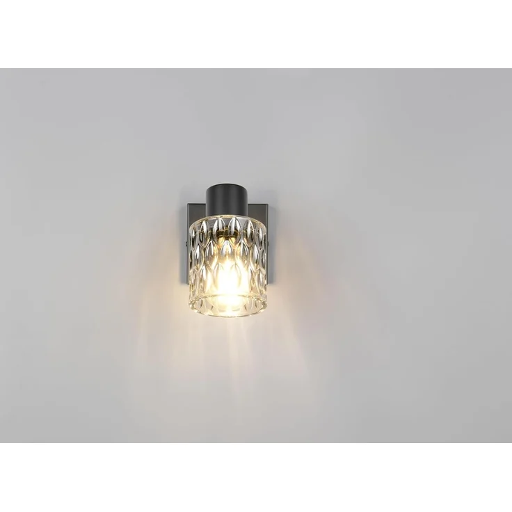 Wandstrahler JACK mit Schalter und Rauchglas Lampenschirm, Höhe 16cm – Bild 4