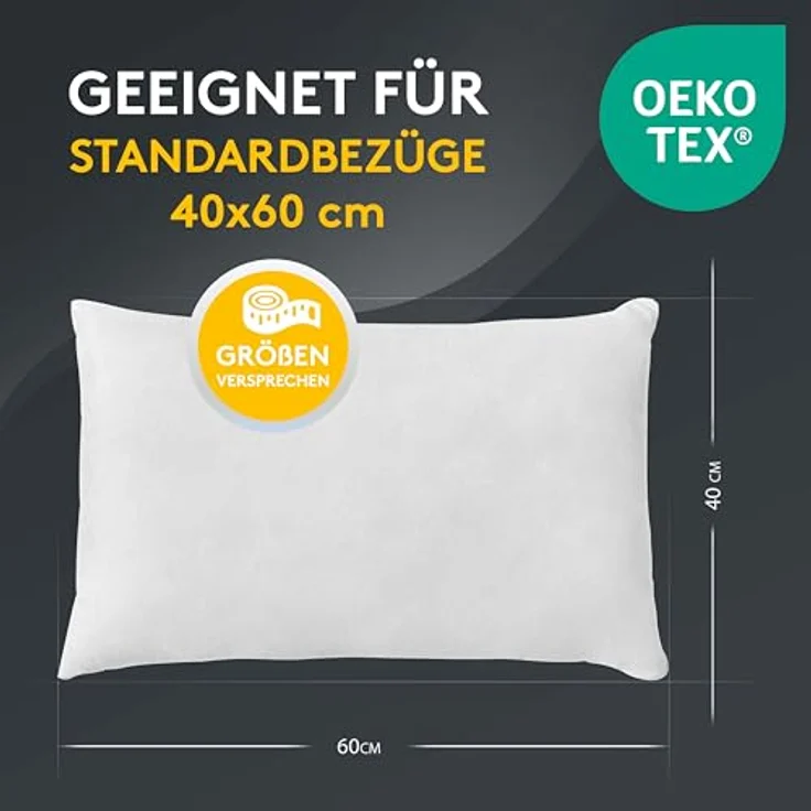 LILENO HOME 4er Set Kissenfüllung 40x60 cm - 40°C waschbares Innenkissen geeignet für Allergiker - Polyester Kisseninlet als Couchkissen, Sofa Kissen, Cocktailkissen und Kopfkissen – Bild 6
