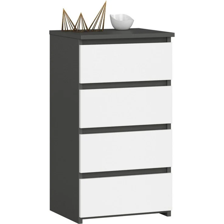 Home Collective Kommode 40 cm breit Holz Highboard Sideboard für Flur Schlafzimmer Wohnzimmer (Mehrzweckschrank Schrank schmal Kommode Schlafzimmer mit Schubladen), Kinderzimmer Organizer, 73 cm hoch mit 4 Schubladen graphit-weiß – Bild 1