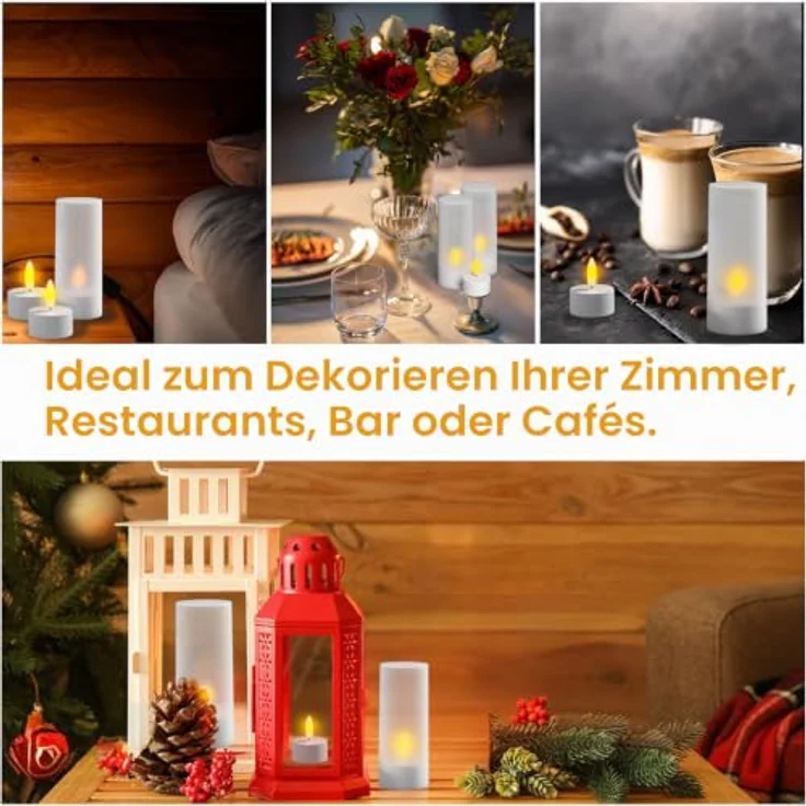 EXTSUD 12 LED Teelichter wiederaufladbar mit Timer und Ladestation – Bild 6