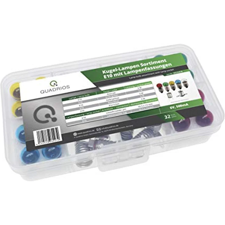 QUADRIOS Kugellampen E10 Sortiment Set, 3 W, klar bunten Farben, 32 Teile, ideal für Fahrrad, Gartenleuchten und Modellbau – Bild 2