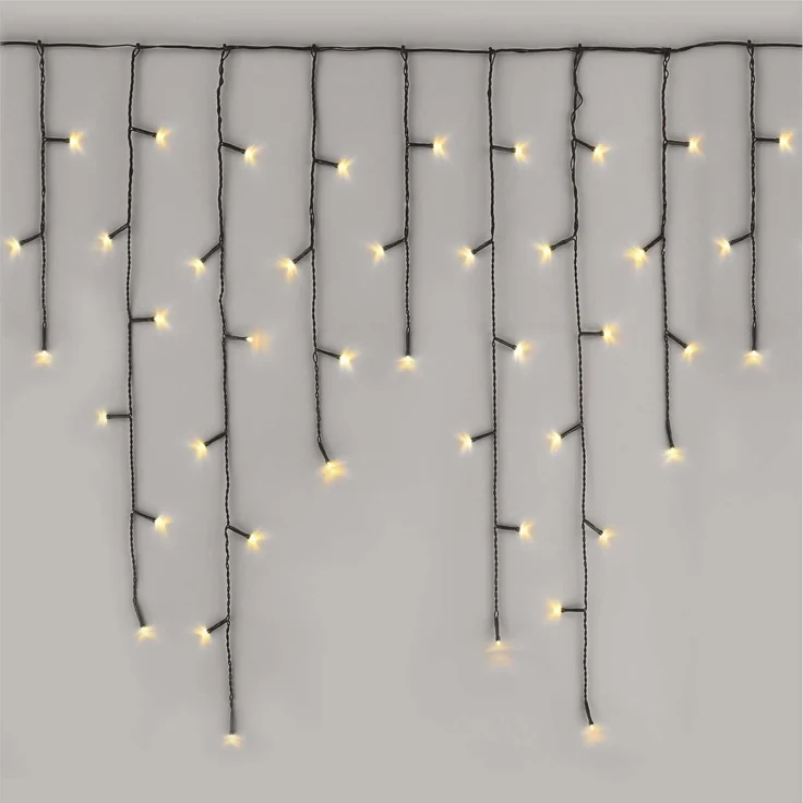 EMOS LED-Eisregen Lichterkette, 10m Weihnachtslichterkette + 5m Zuleitung, 600 LEDs, 8 Lichtmodi, Netzteil, IP44 für Innen und Außen, Warmweiß – Bild 1