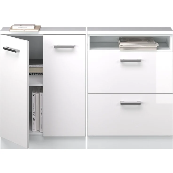 Küchenschrank für Dachschrägen R-Line Weiß Hochglanz 120 cm 2er Set Vicco – Bild 6