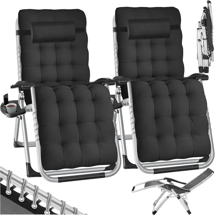 tectake Gartenstuhl 2er Set Sonnenliege (Komplettset, 2 St), klappbar – Bild 1