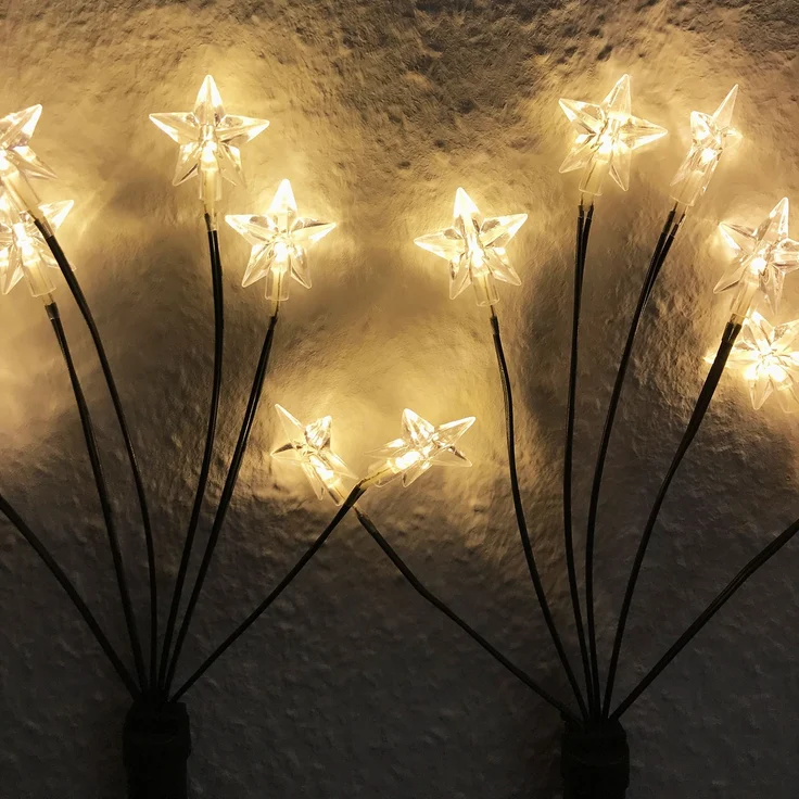 4er Set LED-Gartenleuchtstäbe mit 24 Sternen Batteriebetrieben – Bild 4