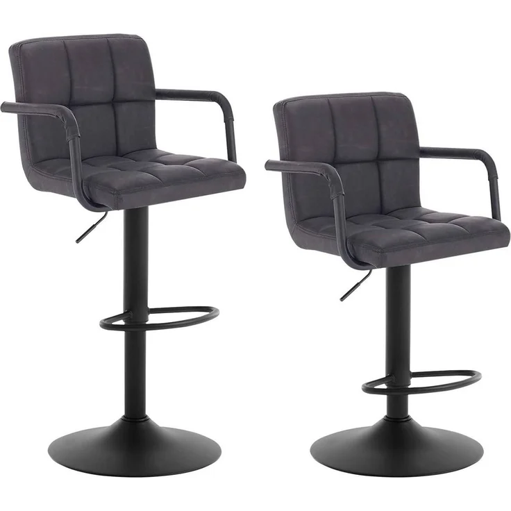 Barhocker 2er Set Barstuhl drehbar Stahl anthrazit – Bild 1