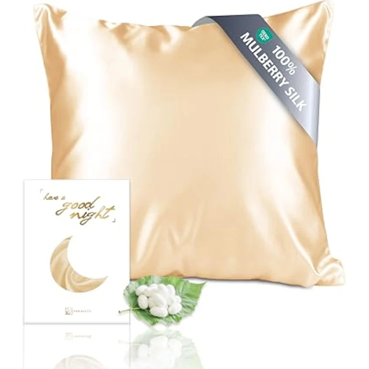 Townssilk 19 Momme 100% Seide Kissenbezug 1 Stück 80x80cm Gold – Bild 1