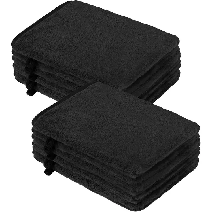 10x PHOGARY Mikrofaser Waschhandschuhe 15,2x20,3cm Schwarz