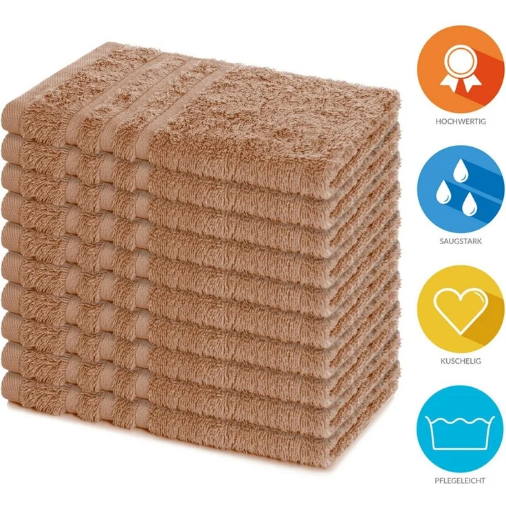 Lavea Gästehandtücher 30x50 cm, 10er Set Gästehandtuch, Elena-Frottee Handtuch, Gästetuch, (Set, 10-St), 500 g/m² Frottier, weich & saugstark, pflegeleicht – Bild 1