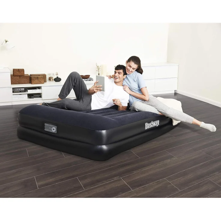 Bestway 'Aeroluxe' Doppel-Luftbett mit integrierter Elektropumpe, blau, 203 x 152 x 46 cm – Bild 2