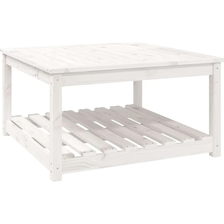 Gartentisch, Balkontisch, Beistelltisch Weiß 82,5x82,5x45 cm Massivholz Kiefer – Bild 2