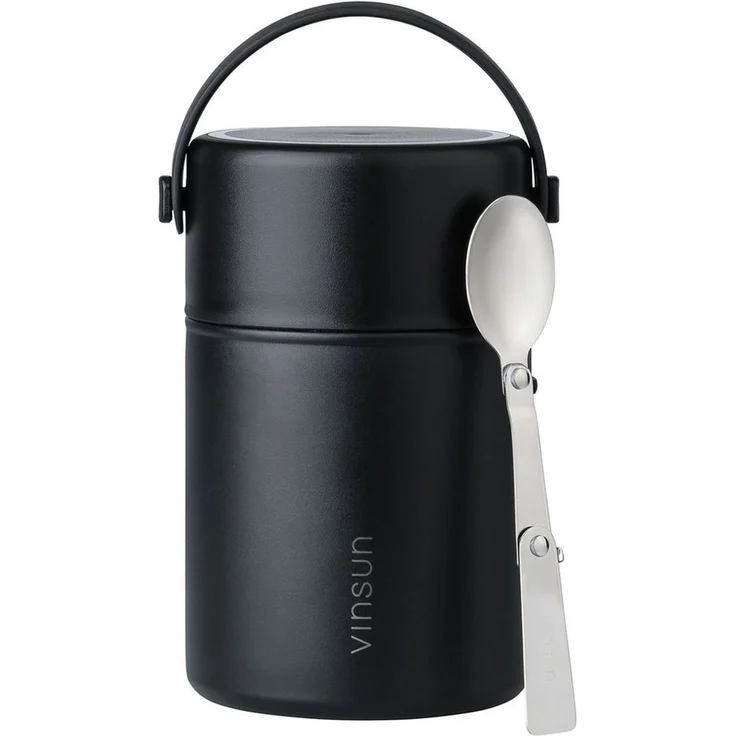 Vinsun Lunchbox Thermobehälter für Essen 800ml inkl. Löffel, doppelwandig isoliert, Edelstahl, BPA frei, auslaufsicher, bruchfest, für warme und kalte Speisen – Bild 1