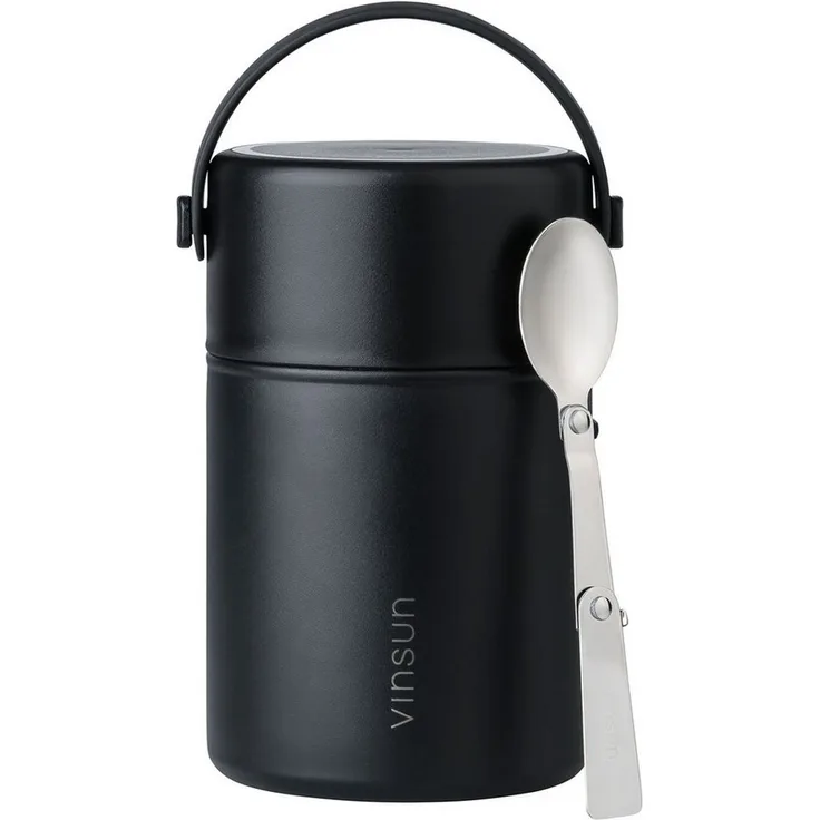 Vinsun Lunchbox Thermobehälter für Essen 800ml inkl. Löffel, doppelwandig isoliert, Edelstahl, BPA frei, auslaufsicher, bruchfest, für warme und kalte Speisen