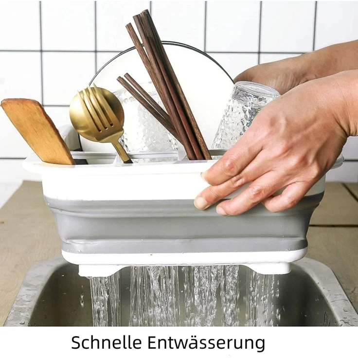 DELIPOP – Abtropfgestell Faltbar Abtropfständer, Geschirr Faltbar Abtropfgestell für Camping, Wohnwagen, Outdoor-Aktivitäten, Küche, Grau - 12x31x36cm – Bild 7
