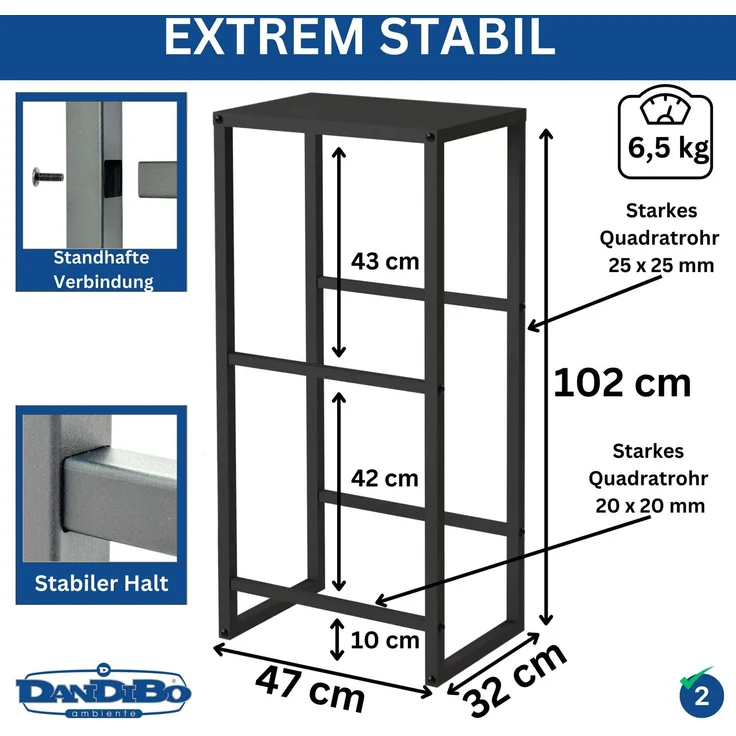 DanDiBo Getränkekistenregal 2 Kisten mit Ablage Schmal Metall Stehend 96541 Getränkekistenhalter 100 cm Getränkekistenständer Flaschenkistenregal – Bild 2