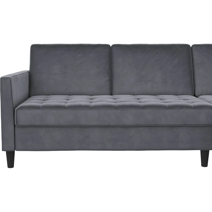 Schlafsofa >Palermo< in Anthrazit, Samt - 213x82x154cm (BxHxT) – Bild 10