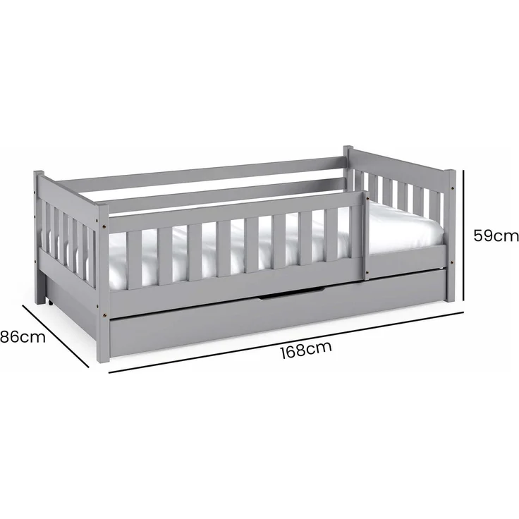 Jerpax Kinderbett mit Matratze und Schublade Holzbett, Einzelbett für Kinder ZOSIA, Grau, 80x160 cm – Bild 4