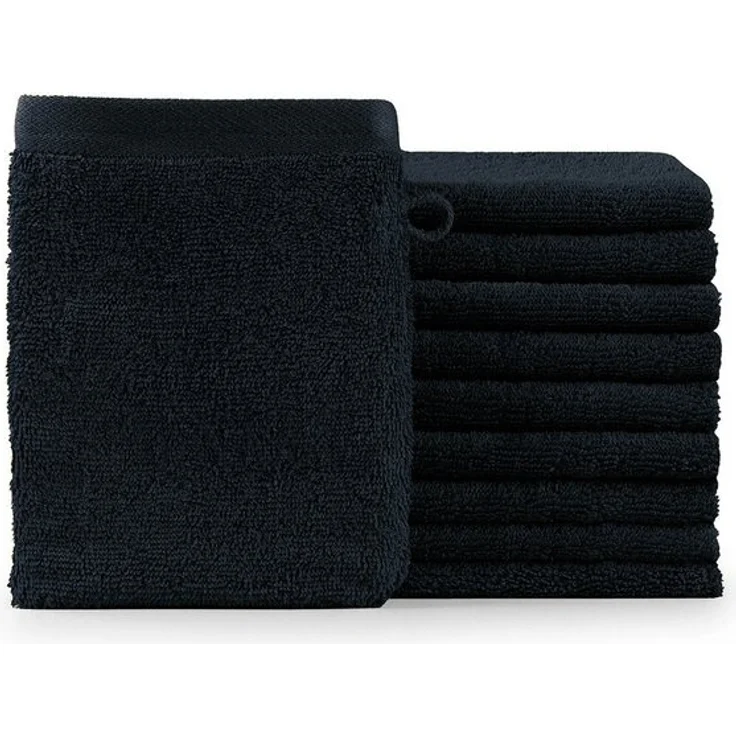 Blumtal Waschhandschuh 10er Set aus Frottee 15x20 cm - weich und saugstark, (Set), mit modischer Bordüre und praktischer Aufhängeschlaufe, 100% Baumwolle – Bild 4