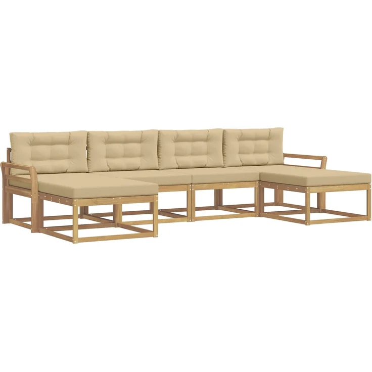 vidaXL Outdoor-Sofagarnitur 6 stk. Weiß und Beige 3386832 – Bild 2