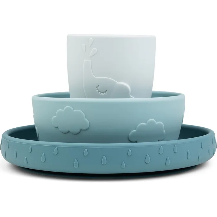 Geschirr-Set Stick&Stay Deer friends Blau