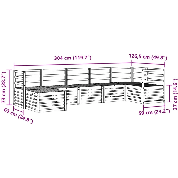 vidaXL Outdoor-Sofagarnitur 7 stk. 6-Sitzer Natur Massivholz Akazie 3375149 – Bild 10