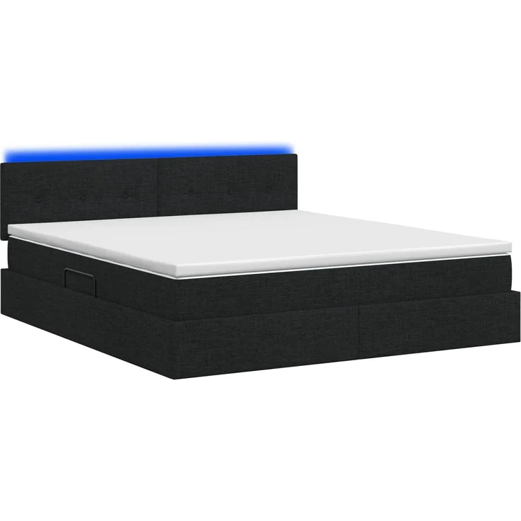 vidaXL LED-Speicherbett mit Matratze Schwarz 160 x 200 cm Stoff 3459074 – Bild 9