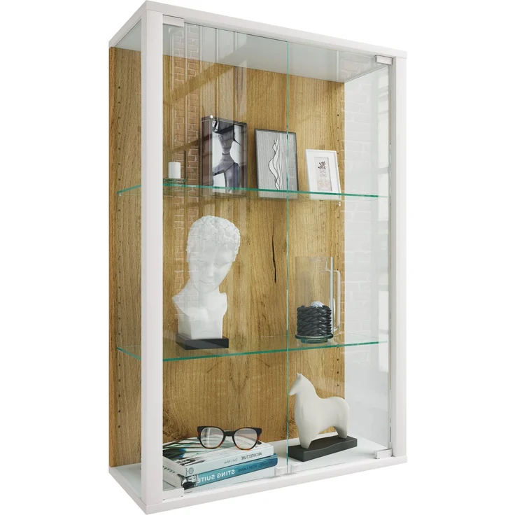 VCM Wandvitrine Udina 921804 Weiß / Honig-Eiche H. 80 x B. 60 x T. 25 cm – Bild 1