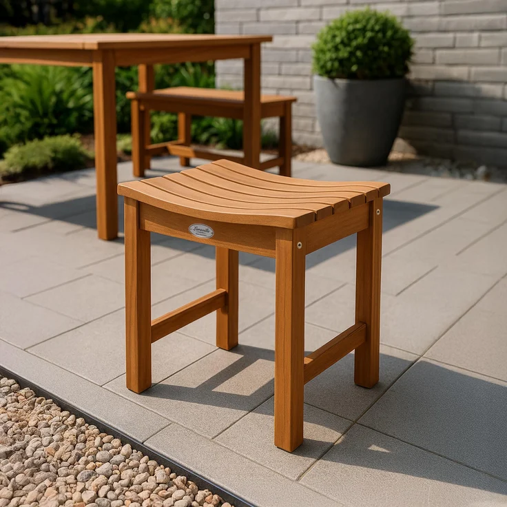 CLP Hocker Bibury Teakholz Sitzhocker Fußhocker wetterfest für Garten und Terrasse,teak – Bild 3