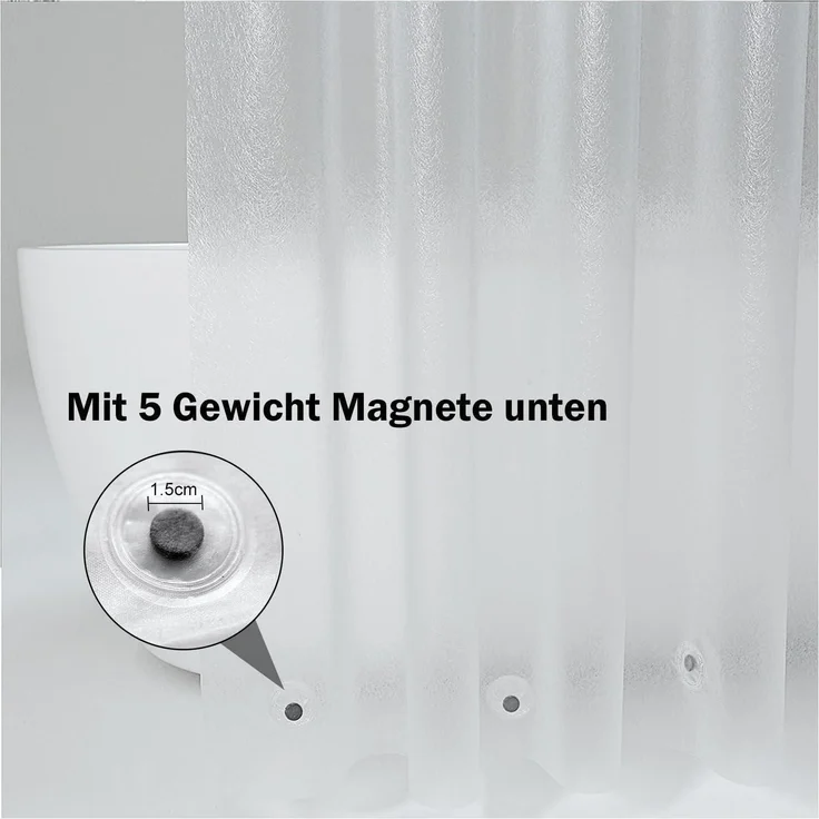 AooHome Duschvorhang 180x200 Transparent Weiß mit 5 Gewicht Magneten inkl. 12 – Bild 4