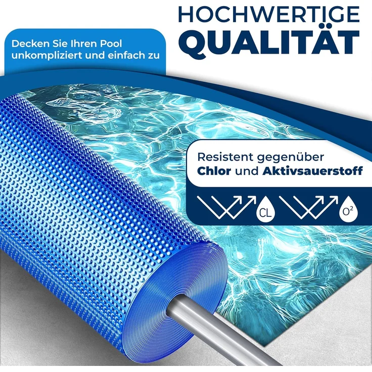 KESSER® Pool Solarfolie 400 µm | Solarplane Poolabdeckung | Solarabdeckplane flexibel zuschneidbar | Poolplane für Wassererwärmung | Solarabdeckung mit Schere, Lochzange & 12 Ösen Blau, Ø 600 cm – Bild 7
