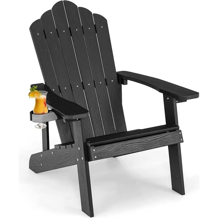 KOMFOTTEU Gartenstuhl Adirondack Stuhl mit Getränkehalter, 150 kg Tragfähigkeit