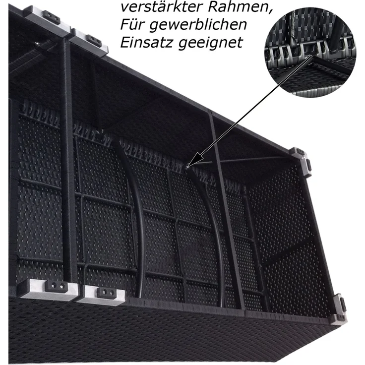 Sonnenliege Verona High mit Rollen und Auflage Creme-Weiss, Farbe Schwarz – Bild 6