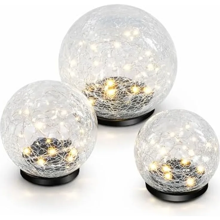 esotec LED Kugelleuchte Echtglas Leuchtkugeln GOLDEN BALLS D=15+12+10cm 3000K warmweiß 102088