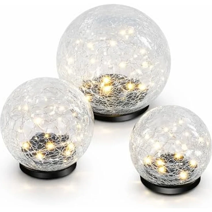 esotec LED Kugelleuchte Echtglas Leuchtkugeln GOLDEN BALLS D=15+12+10cm 3000K warmweiß 102088 – Bild 1