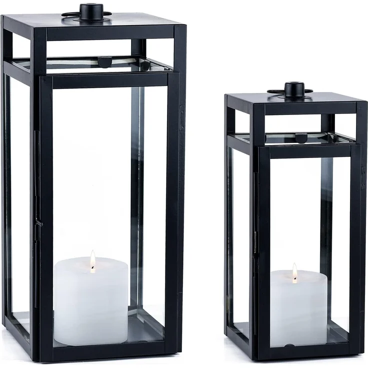 Marrakesch Orient & Mediterran Interior Kerzenlaterne 2er Set Skandinavisches Design Balkon Windlicht Gartenlaterne Edvin (2 St), 2er Set – Bild 1