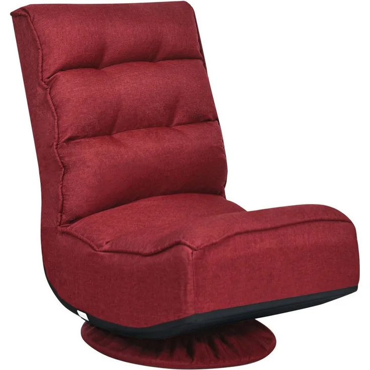 COSTWAY Bodenstuhl 360°drehbar Bodensessel mit 5-Fach Verstellbarer Rückenlehne Bodensofa 150kg belastbar Lazy Sofa Rot