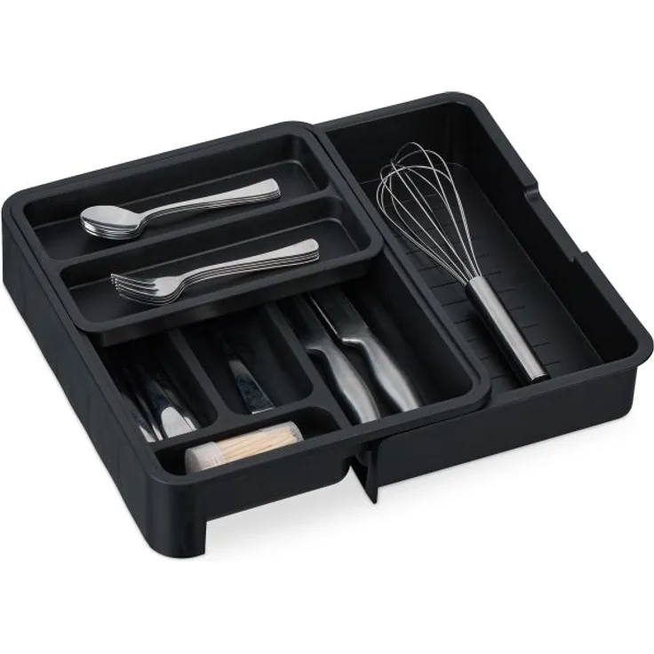 Ausziehbarer Besteckkasten in Schwarz 10039598