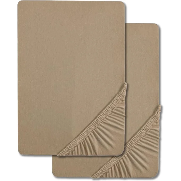 Doppelpack CloudComfort Basic Spannbettlaken Jersey-Stretch taupe 180 x 190 - 200 x 200 cm (2 Stück)