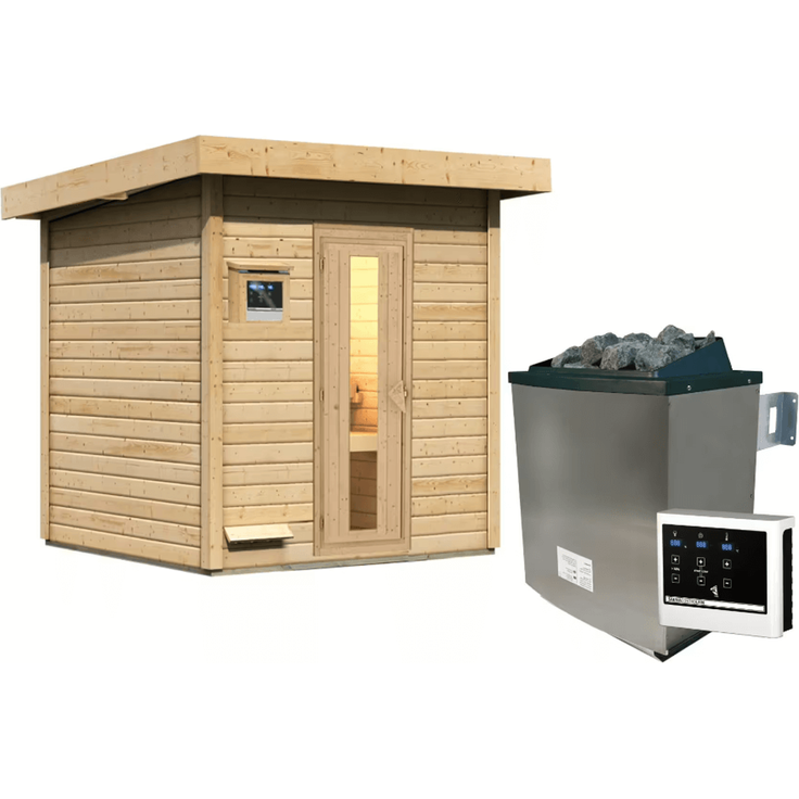 Karibu Sauna Hytti 2 naturbelassen mit 9 kW Ofen mit externer Steuerung – Bild 2