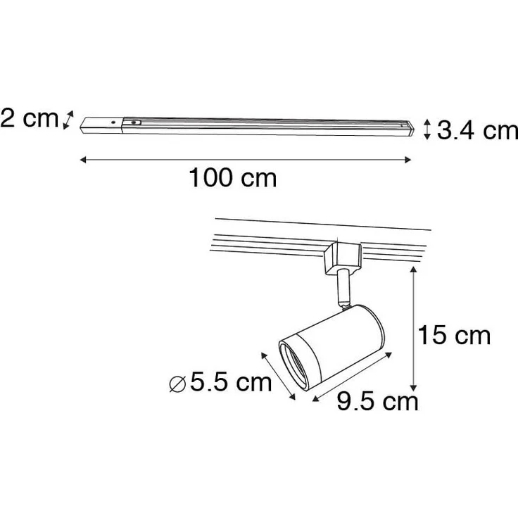 Qazqa Schienensystem-Sets Iconic jeana, ohne Leuchtmittel, GU10, Weiß, Modern, Stahl, Deckenstrahler 14-flammig – Bild 4