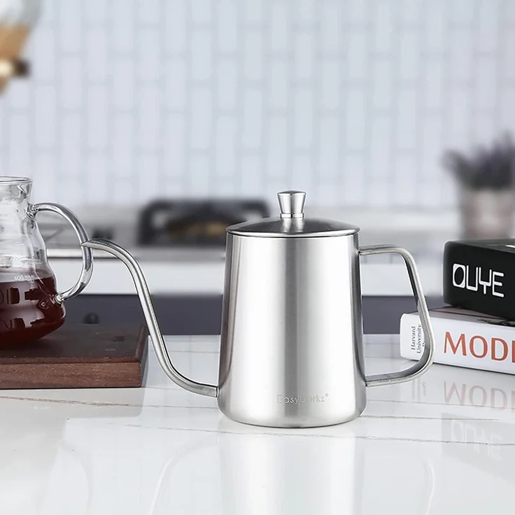 Gooseneck Pour Over Kaffeekessel mit Thermometer Edelstahl 304 600ml – Bild 6