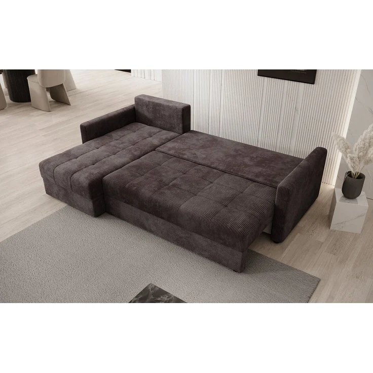 Luxusbetten24 Schlafsofa Designer Sofa Roma in Cord, mit Stauraum und Schlaffunktion – Bild 3