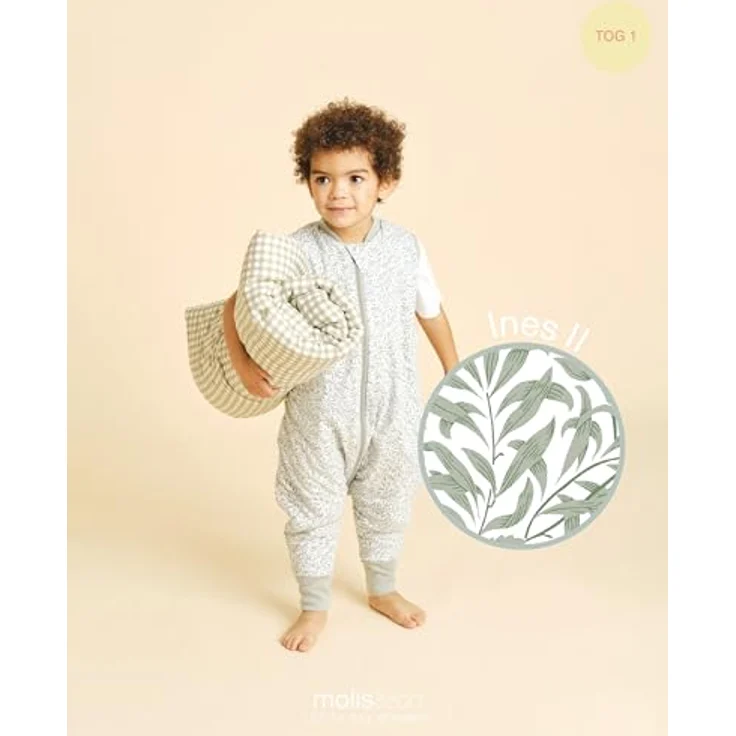 molis&co - Baby Schlafsack mit Füßen - Ideal für Frühling und Herbst - Babyschlafsack mit Füßen 1 tog - Leicht gepolstert - 100% Baumwolle (Oeko-TEX 100), Premium Qualität - Ines II (120 cm) – Bild 5